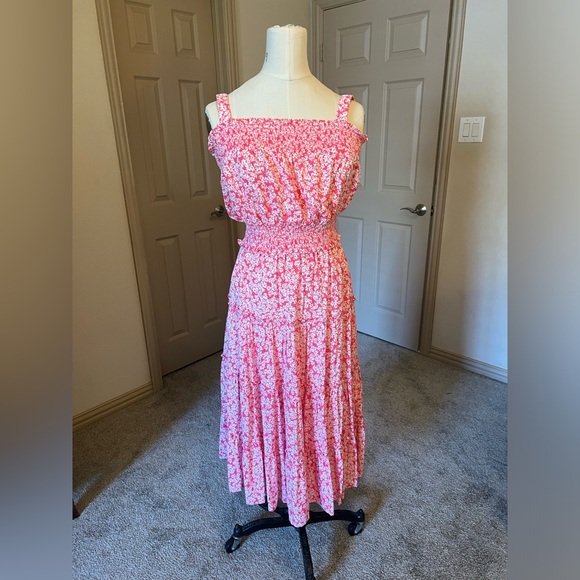 1 State - Floral Tiered MIDI Skirt & Smocked Crop Top - Picture 1 of 6